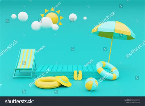 3d Rendering Summer Vacation Concept Beach Stock Illustration