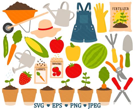 Vegetable Garden SVG Clipart Spring Summer Gardening - Etsy Canada