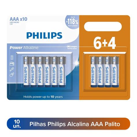 Pilha Alcalina Philips AAA Palito Cartela C 10 Unidades Excelente