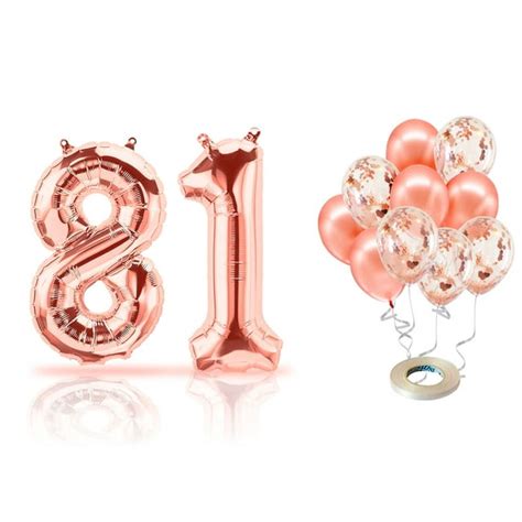 Paris Products 81st Birthday Rose Gold Balloons And Number 81 Mylar