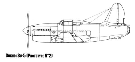 Drawing Sukhoi Su 5 Prototype N°2 Original Art By Hubert Cance