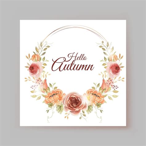 Free Vector Hello Autumn Watercolor Flower Wreath