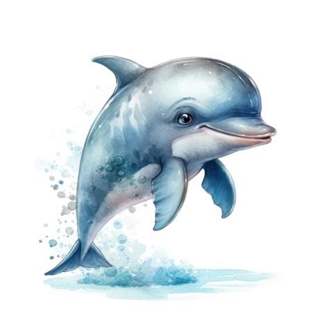 Premium Photo | Watercolor dolphin jumping out of the water.