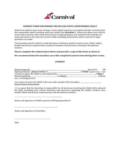 Free Minor Travel Consent Form Samples Pdf Word Google Docs