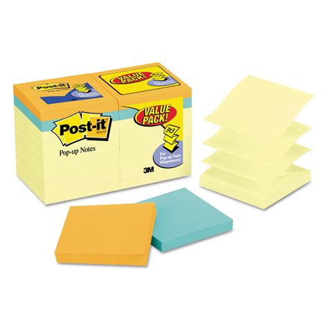 Post It Pop Up Sticky Notes Value Pack 18 Pads Canary Yellow With 4