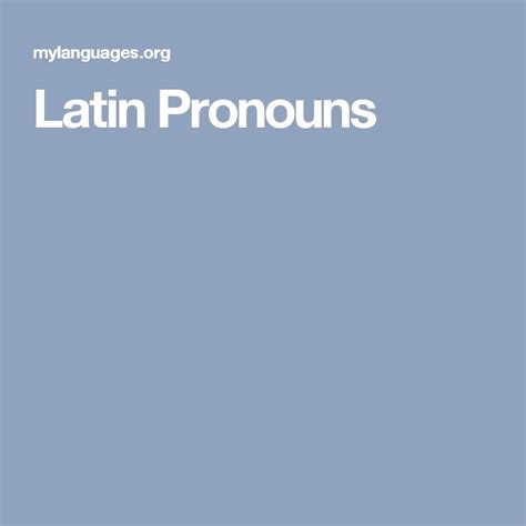 Latin Pronouns Pronoun Personal Pronouns Relative Pronouns