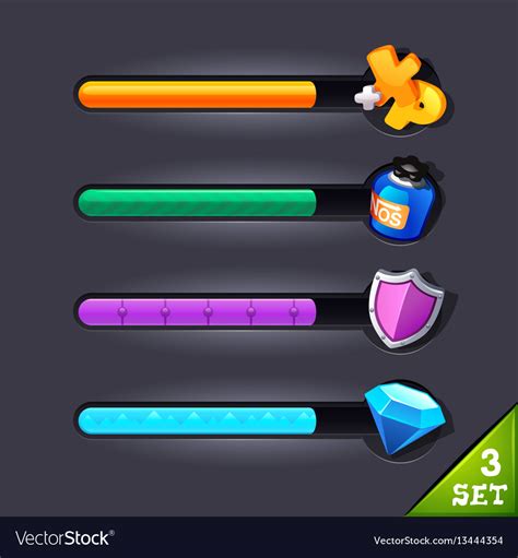 Game Resource Bar Set 3 Royalty Free Vector Image