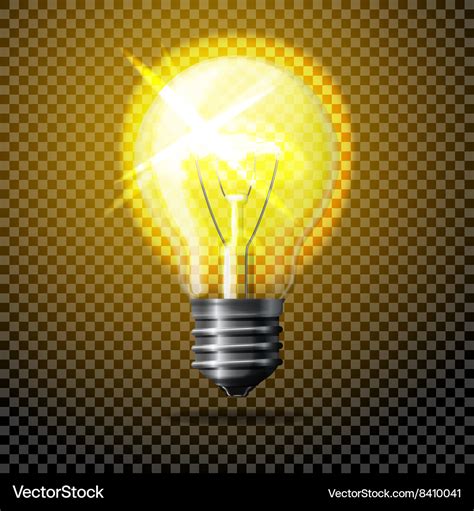 Transparent Realistic Glowing Light Bulb Vector Image