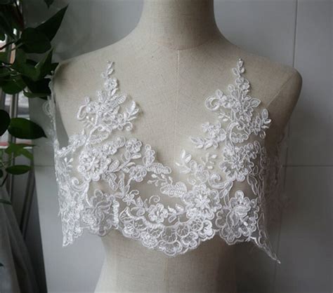 Ivory White Alencon Lace Trim Embroidered Bridal Veil Fabric Etsy