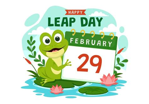 Happy Leap Day Vector Illustration On 29 February With Jumping Frogs