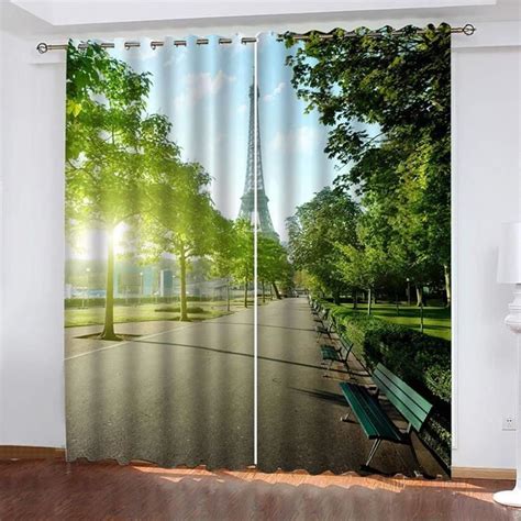 D Rideau Salon Occultant Paysage De La Tour Eiffel X Cm Rideaux