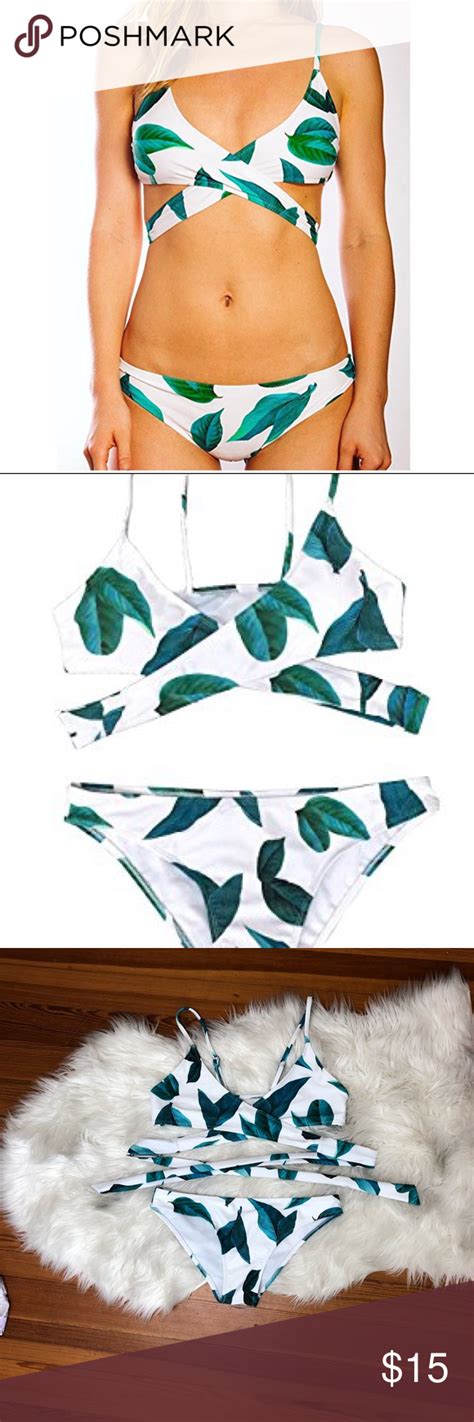 Nwot Tropical Leaf Bikini Bikinis Leaves Bikini Low Hot Sex Picture