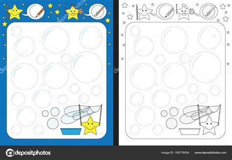 Preschool Worksheet Practicing Fine Motor Skills Tracing Dashed Lines Soap Stock Vector Image By