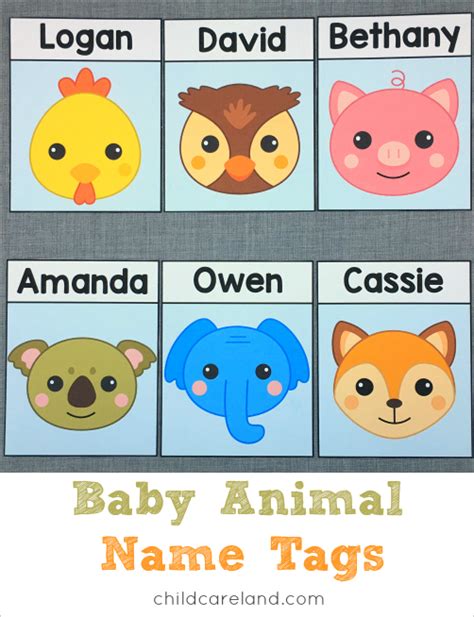 Baby Animal Name Tags