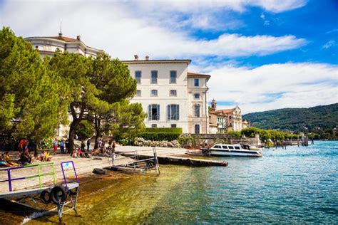 STRESA, PIEDMONT / ITALY - JULY 15, 2017: Isola Bella Ferry Port ...