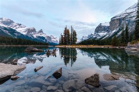 premium photo spirit island  maligne lake  jasper national park