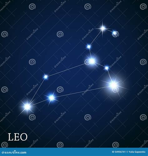 Leo Zodiac Sign Of The Beautiful Bright Stars Stock Vector