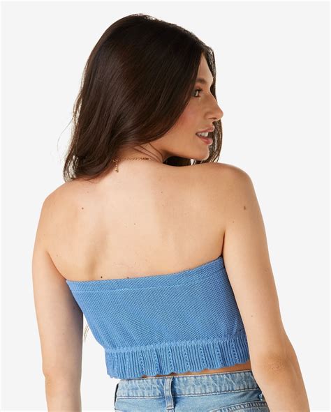 Riachuelo Top Cropped Feminino Faixa Es Tricot Azul Pool By