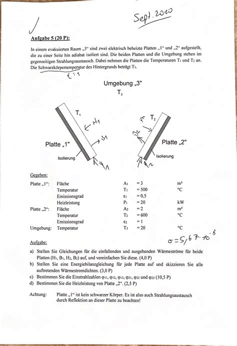 Altklausur 2010 Lösung Nr5 Wärme und Stoffübertragung Studocu