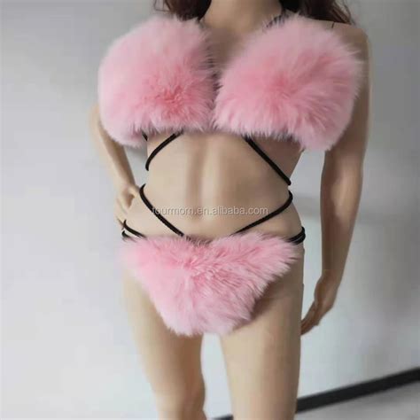 New Style Faux Fur Bras Set Sexy Lingerie Set Wholesale Factory Buy