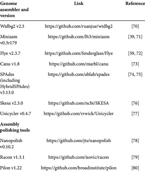 Genome assemblers and polishing tools tested | Download Scientific Diagram 