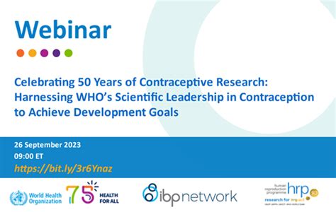 Webinar Celebrating 50 Years Of Contraception Research At WHO