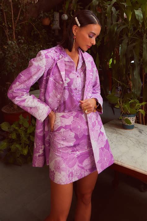 Buy Ankita Dharman Pink Iris Blazer And Skirt Co Ord Set Online Aza