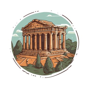 Greek Temple Icon Seamless Pattern Archeology Art Ancient Vector