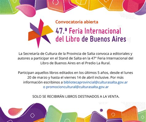 Convocatoria A Participar De La 47 Feria Internacional Del Libro De