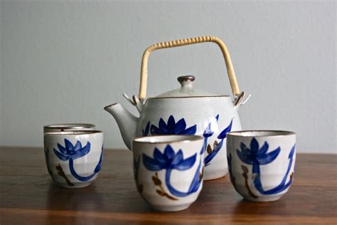 Vintage Ceramic Tea Set With 4 Cups - Etsy