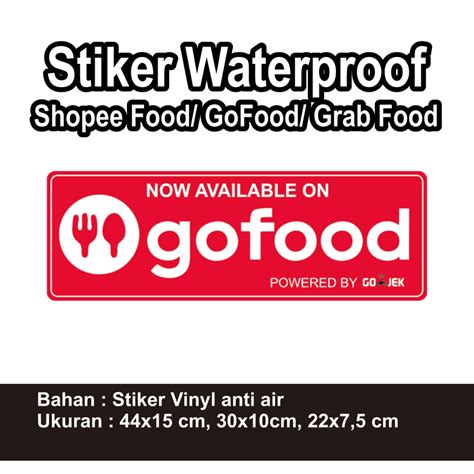 Jual Stiker Waterproof Shopee Food Gofood Grab Food Shopee Indonesia