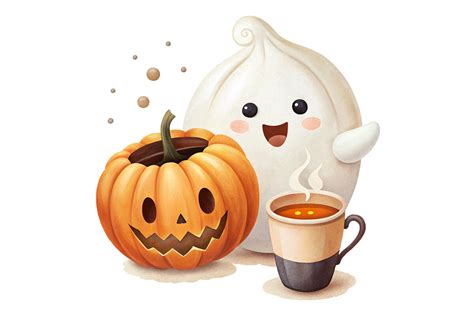 Ghost Coffee Pumpkin Halloween Png Graphic By Regulerdesign Creative