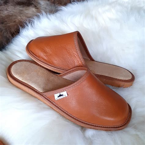 Men S Deluxe Handmade MULE Slippers Real Genuine Leather With Hard EVA