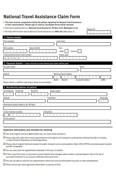 Free 39 Travel Claim Forms In Pdf Ms Word Excel