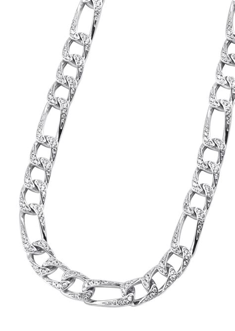 Silver Chain Iced Out Figaro Chain Frostnyc