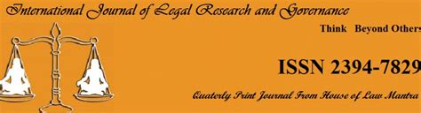 International Journal Of Legal Research And Governance