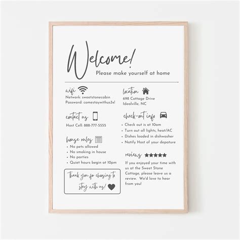 Welcome Sign For Airbnb Hosts Vacation Rental Printable Guest Arrival