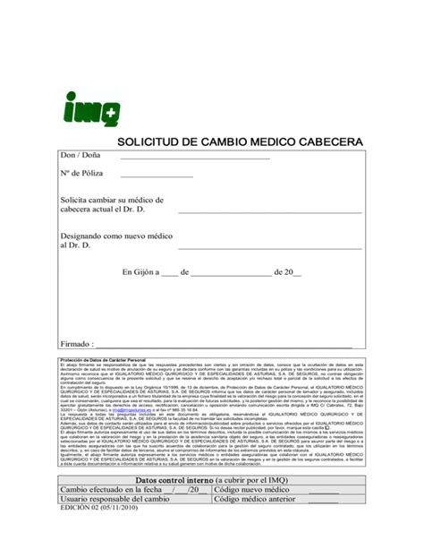 Solicitud De Cambio Medico Cabecera