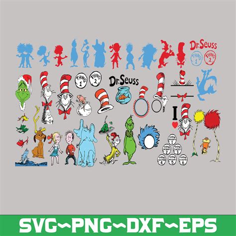 Dr Seuss Svg Bundle Cat In Hat Svg Lorax Svg Thing One Two Svg Seuss