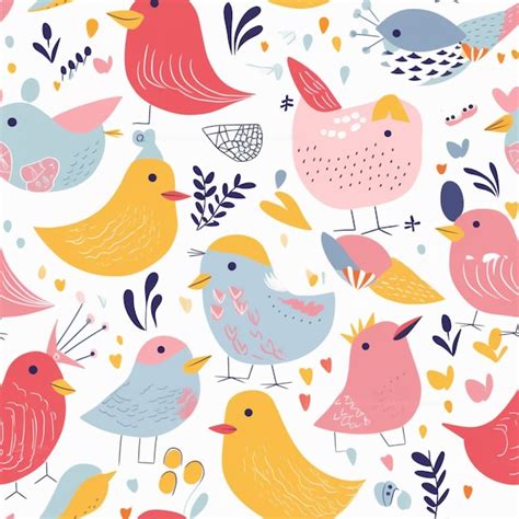 Premium Ai Image A Pattern With Birds And Flowers