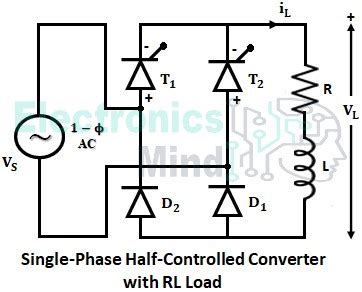 Single Phase Semi Converter With Rl Load Freewheeling Diode