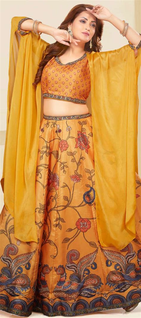 Designer Engagement Mehendi Sangeet Yellow Color Silk Fabric Ready To