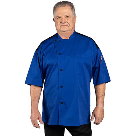 Uncommon Chef Rogue Pro Vent Unisex Lightweight Royal Blue Customizable Short Sleeve Chef Coat