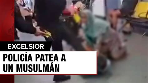 Policía patea la cabeza de un musulmán durante revisión en aeropuerto