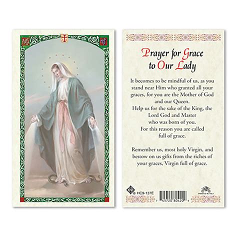 Laminated Holy Card Our Lady Of Grace Ewtn Religious Catalogue