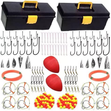 2x Kit Caja Pesca Completa Variada Lineas Plomadas Lineas