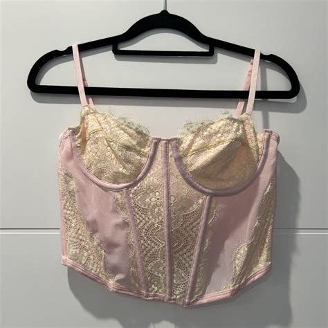 GLASSONS LACE PINK YELLOW CORSET Glassons Corset Depop