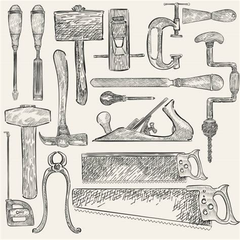 Drawing Of Vintage Carpenter Tools Illustrations, Royalty-Free Vector Graphics & Clip Art - iStock