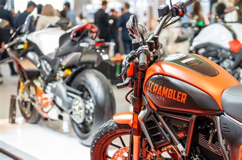 red orange ducati scrambler motorbike thailand bangkok  march
