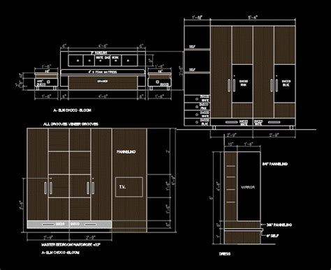 Detalhes Do Guarda Roupa No AutoCAD Biblioteca CAD